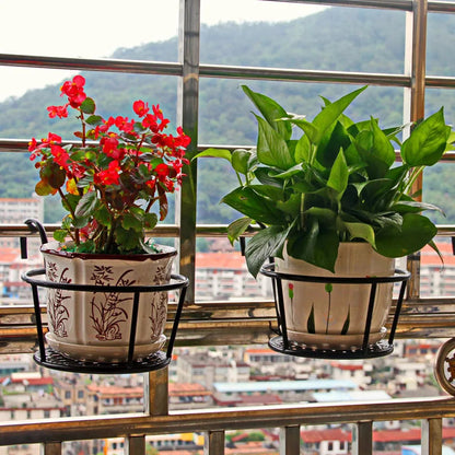 Balcony Railing Planters Hook-On Open Grid Set of 3