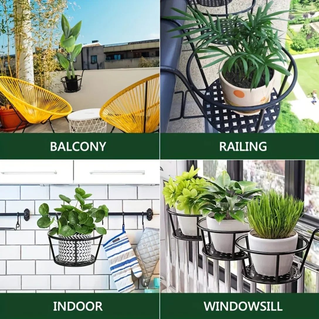 Balcony Railing Planters Hook-On Open Grid Set of 3