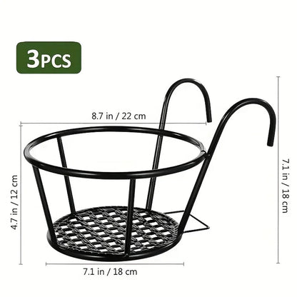 Balcony Railing Planters Hook-On Open Grid Set of 3
