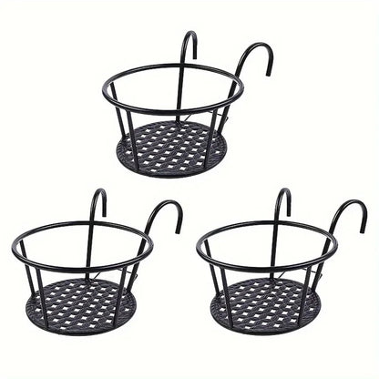 Balcony Railing Planters Hook-On Open Grid Set of 3