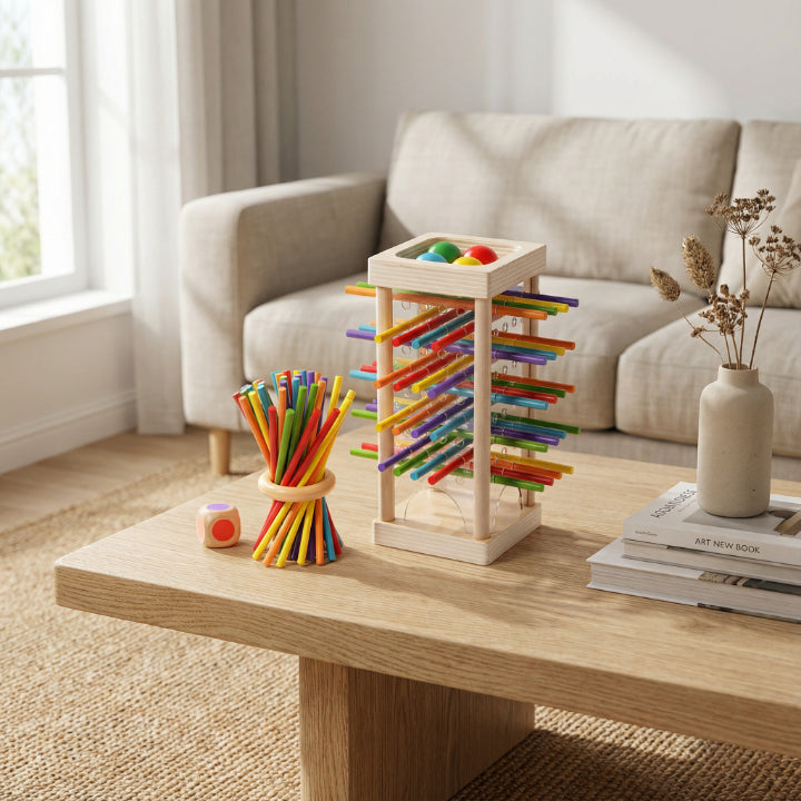 Ball Tower Game Wooden Colorful Sticks & Balls