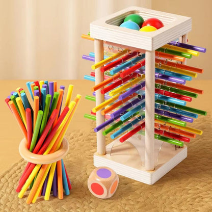 Ball Tower Game Wooden Colorful Sticks & Balls