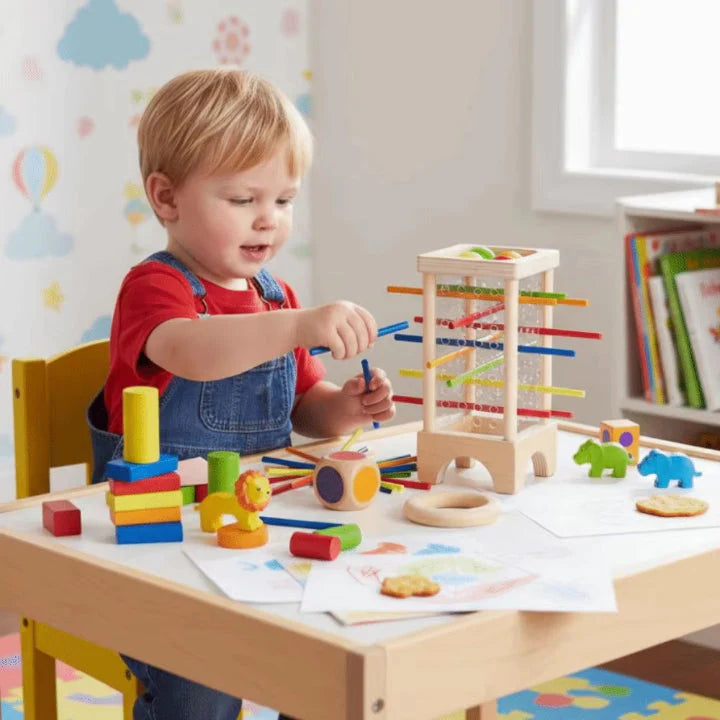 Ball Tower Game Wooden Colorful Sticks & Balls
