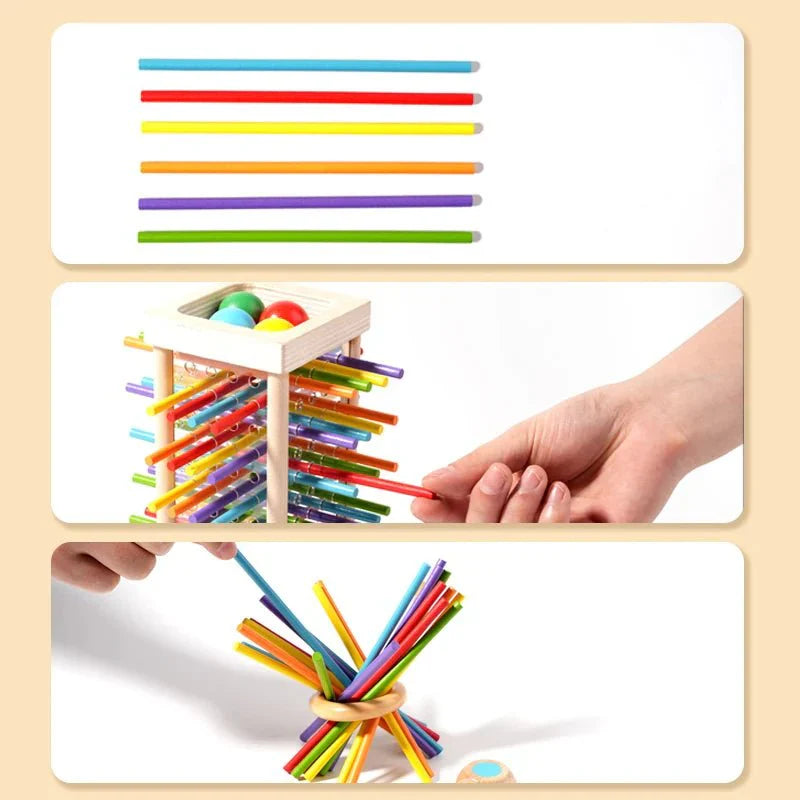 Ball Tower Game Wooden Colorful Sticks & Balls