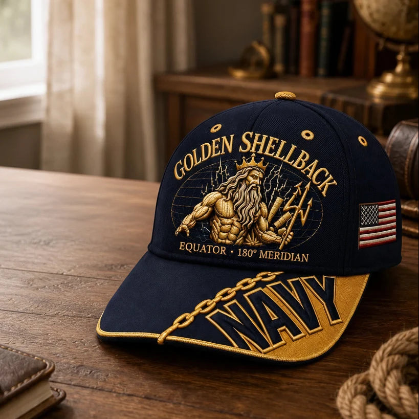 Baseball Cap Adjustable Fit Gold Chain Brim Detail