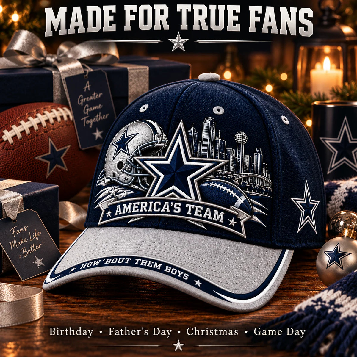 Baseball Cap Football Graphics Adjustable Strap One Size Fits Most