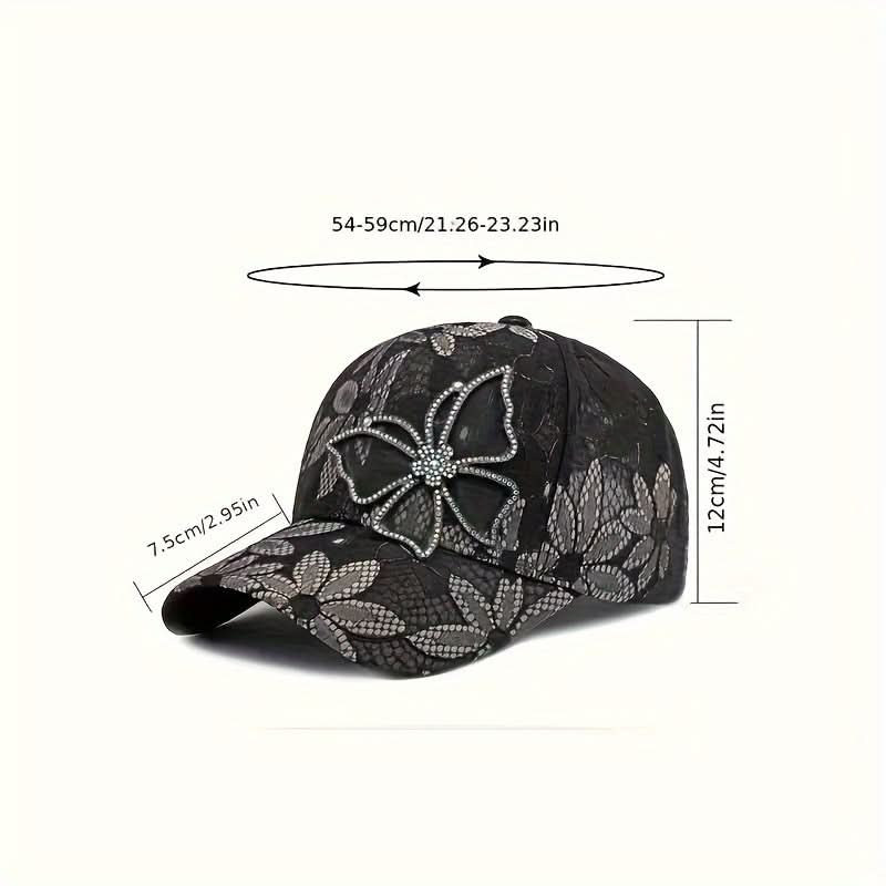 Baseball Cap Sequin Butterfly Breathable Mesh Adjustable Closure