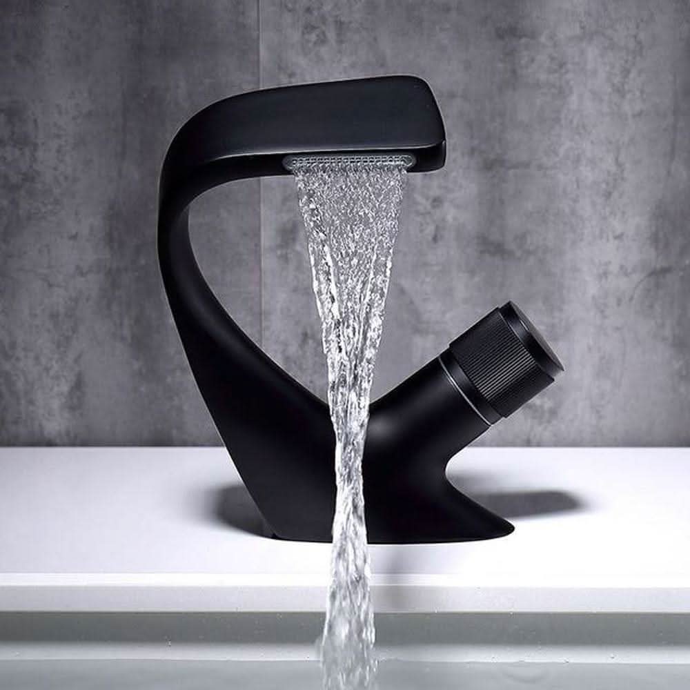 Basin Mixer Waterfall Spout Solid Brass & Ceramic Cartridge