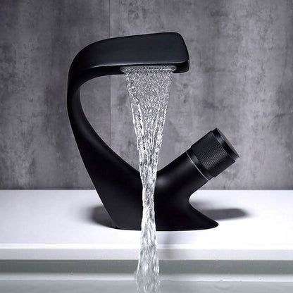 Basin Mixer Waterfall Spout Solid Brass & Ceramic Cartridge