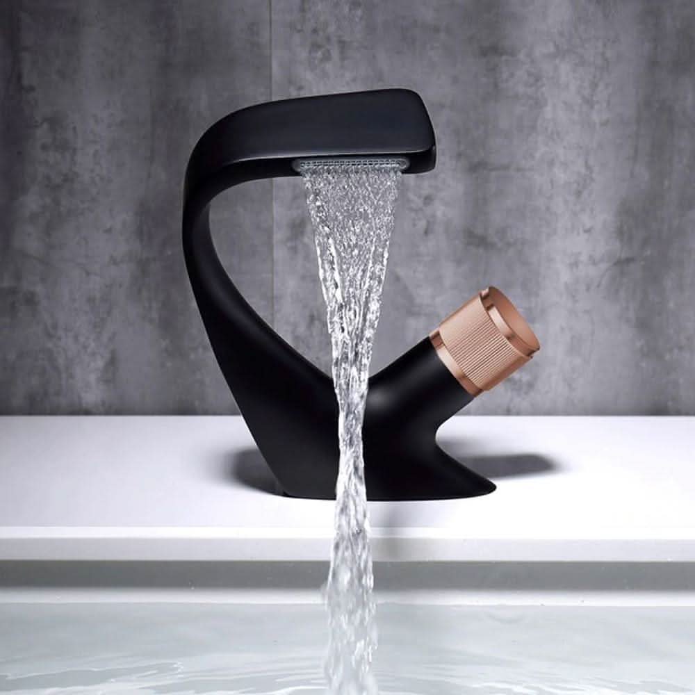 Basin Mixer Waterfall Spout Solid Brass & Ceramic Cartridge