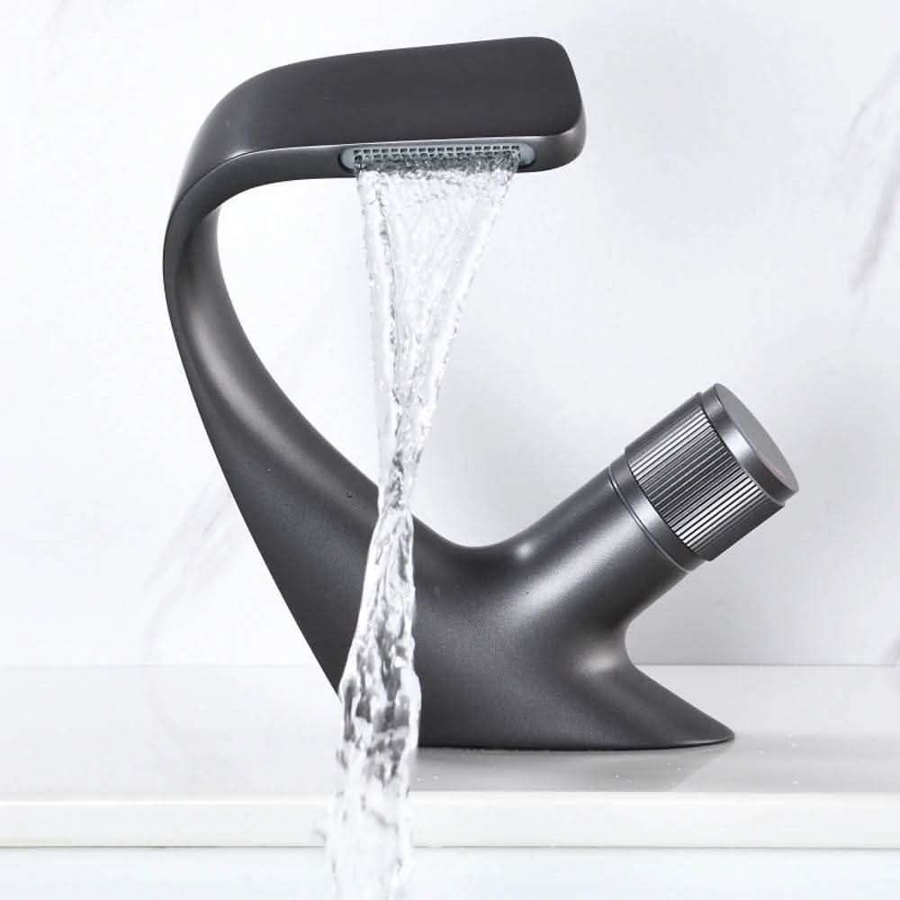 Basin Mixer Waterfall Spout Solid Brass & Ceramic Cartridge