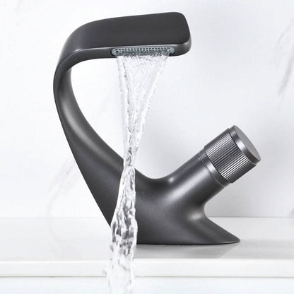 Basin Mixer Waterfall Spout Solid Brass & Ceramic Cartridge