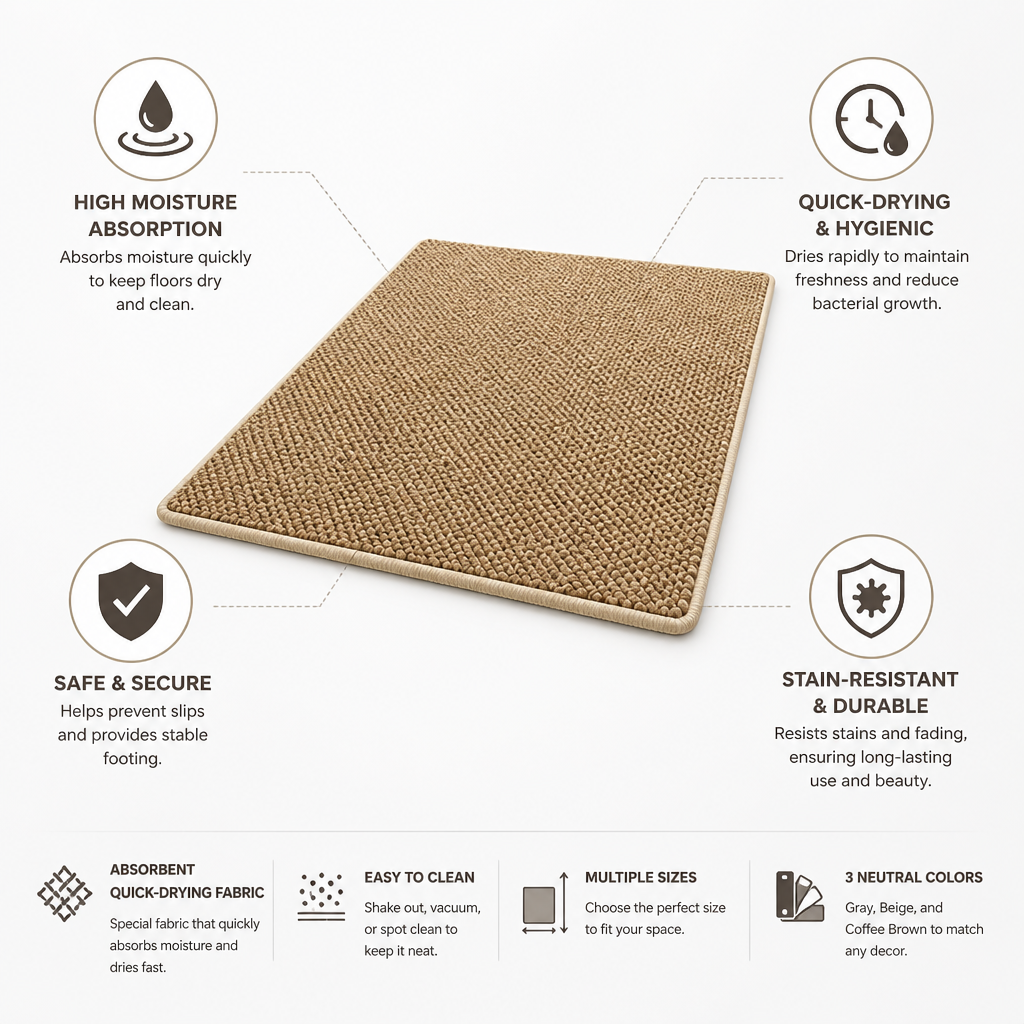 Bath Mat Absorbent Quick-Dry & Stain-Resistant
