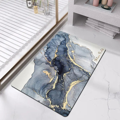 Bath Mat Marble Look Non-Slip Quick-Dry