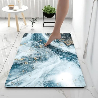 Bath Mat Marble Look Non-Slip Quick-Dry