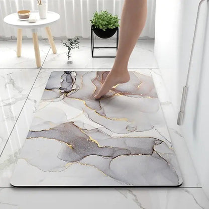 Bath Mat Marble Look Non-Slip Quick-Dry