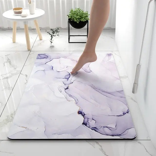 Bath Mat Marble Look Non-Slip Quick-Dry