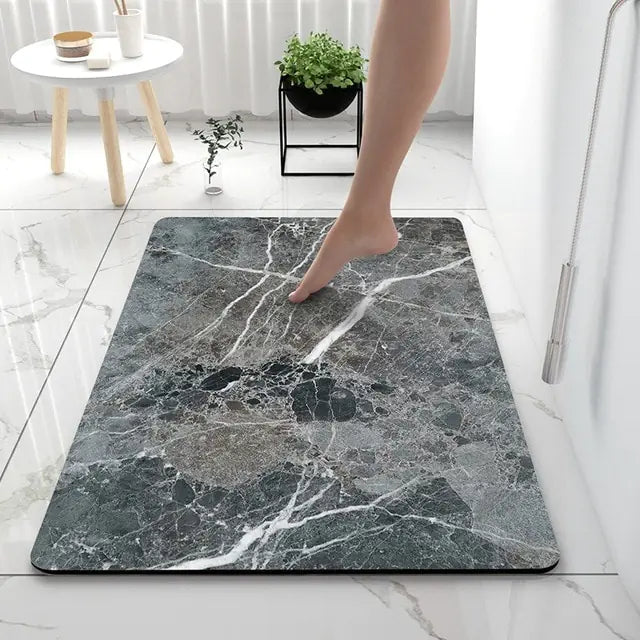 Bath Mat Marble Look Non-Slip Quick-Dry