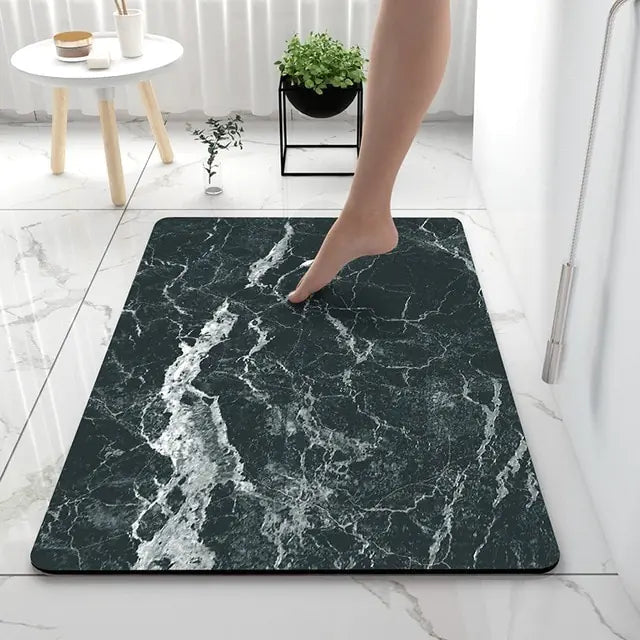 Bath Mat Marble Look Non-Slip Quick-Dry
