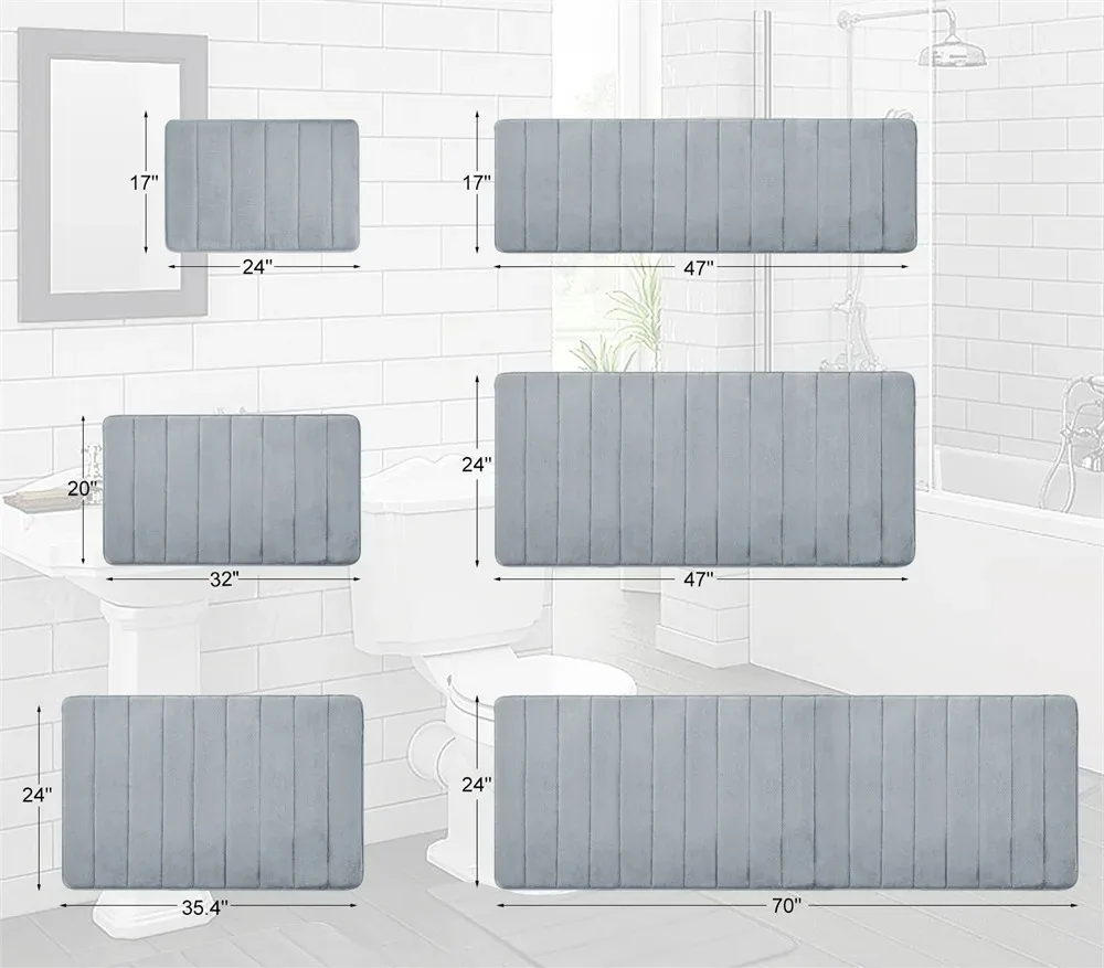 Bath Mat Memory Foam Absorbent Microfiber Non-Slip Backing