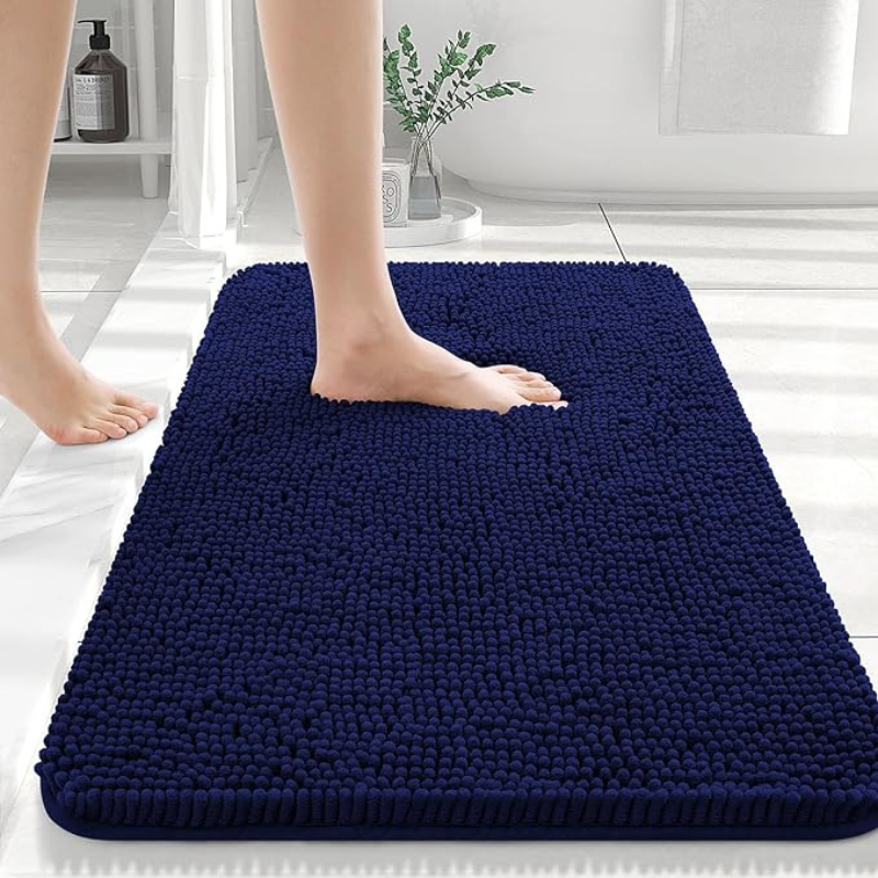 Bath Mat Plush Chenille Non-Slip Backing & Quick-Dry