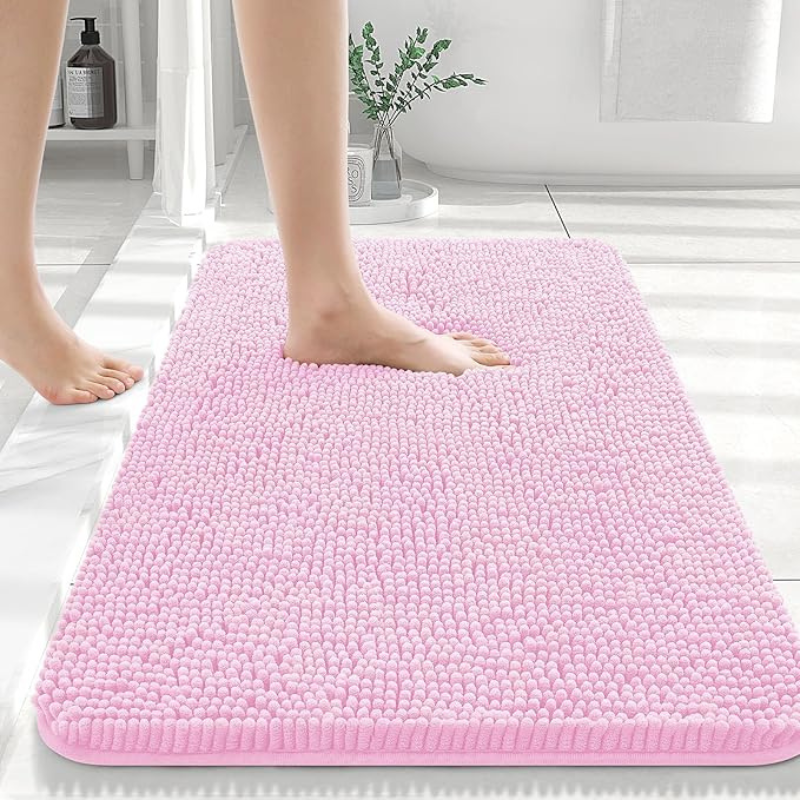 Bath Mat Plush Chenille Non-Slip Backing & Quick-Dry