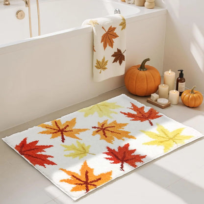 Bath Mat Plush Pumpkin Design Non-Slip Machine Washable