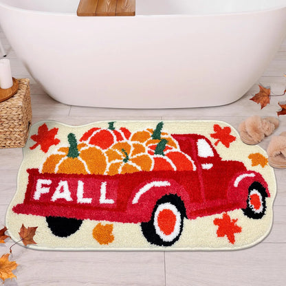 Bath Mat Plush Pumpkin Design Non-Slip Machine Washable