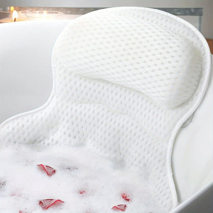 Bath Pillow Ergonomic Neck Support 6 Non-Slip Suction Cups