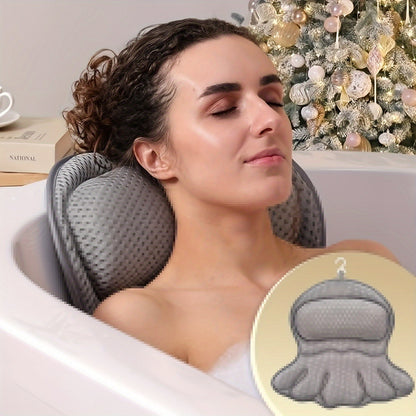 Bath Pillow Ergonomic Neck Support 6 Non-Slip Suction Cups