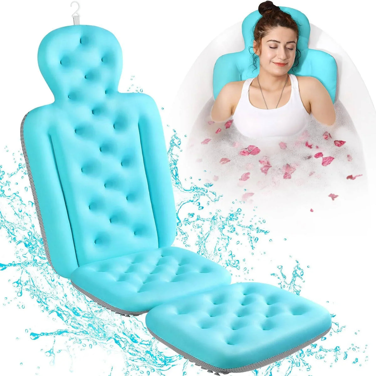Bath Pillow Full-Body Support Breathable Mesh Suction Cups
