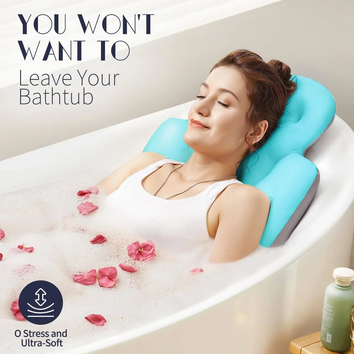 Bath Pillow Full-Body Support Breathable Mesh Suction Cups