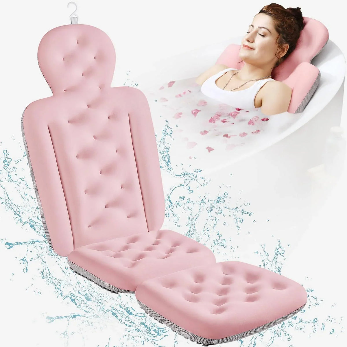 Bath Pillow Full-Body Support Breathable Mesh Suction Cups
