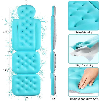 Bath Pillow Full-Body Support Breathable Mesh Suction Cups