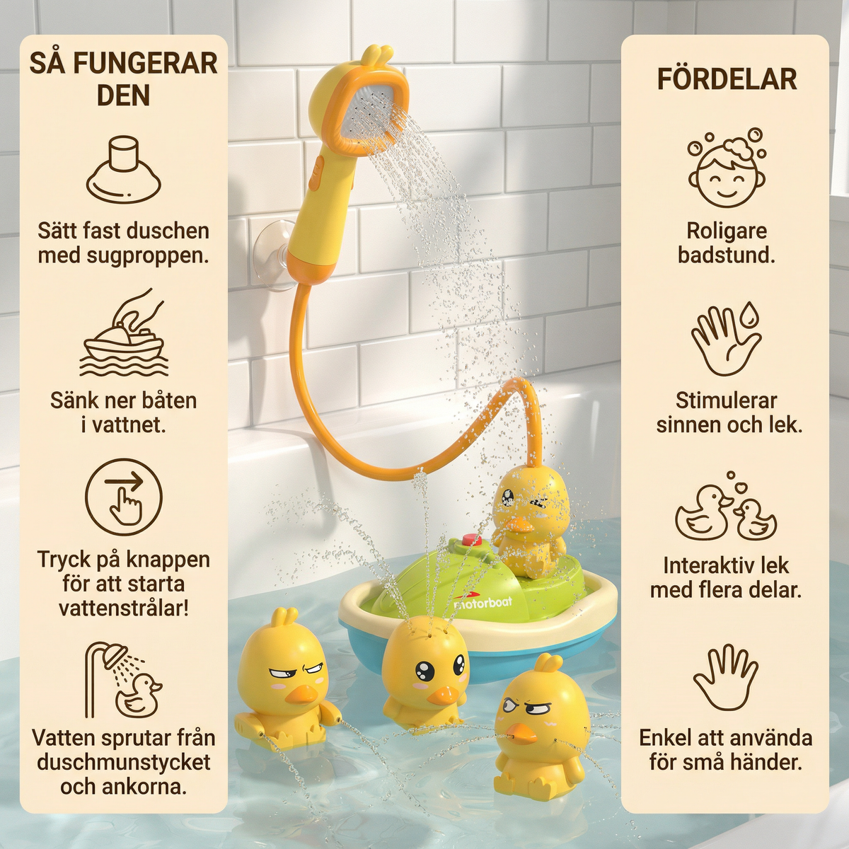 Bath Toy Battery-Powered Shower Head & Interactive Ducks