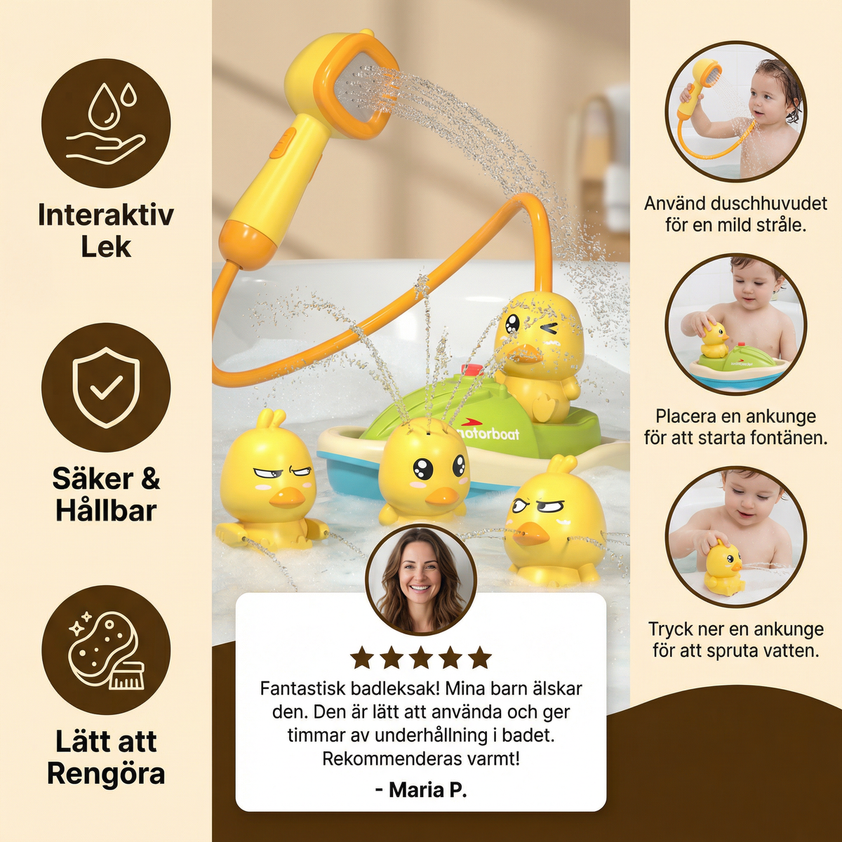 Bath Toy Battery-Powered Shower Head & Interactive Ducks