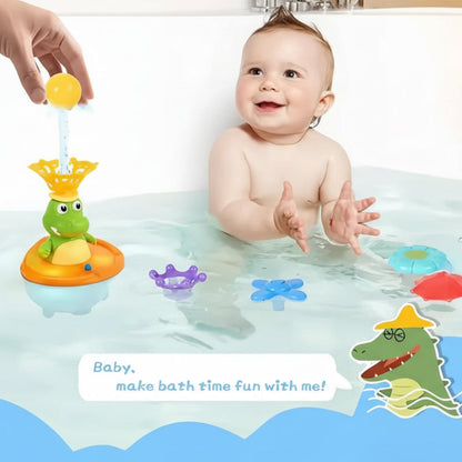Bath Toy Crocodile Automatic LED Fountain 4 Spray Heads