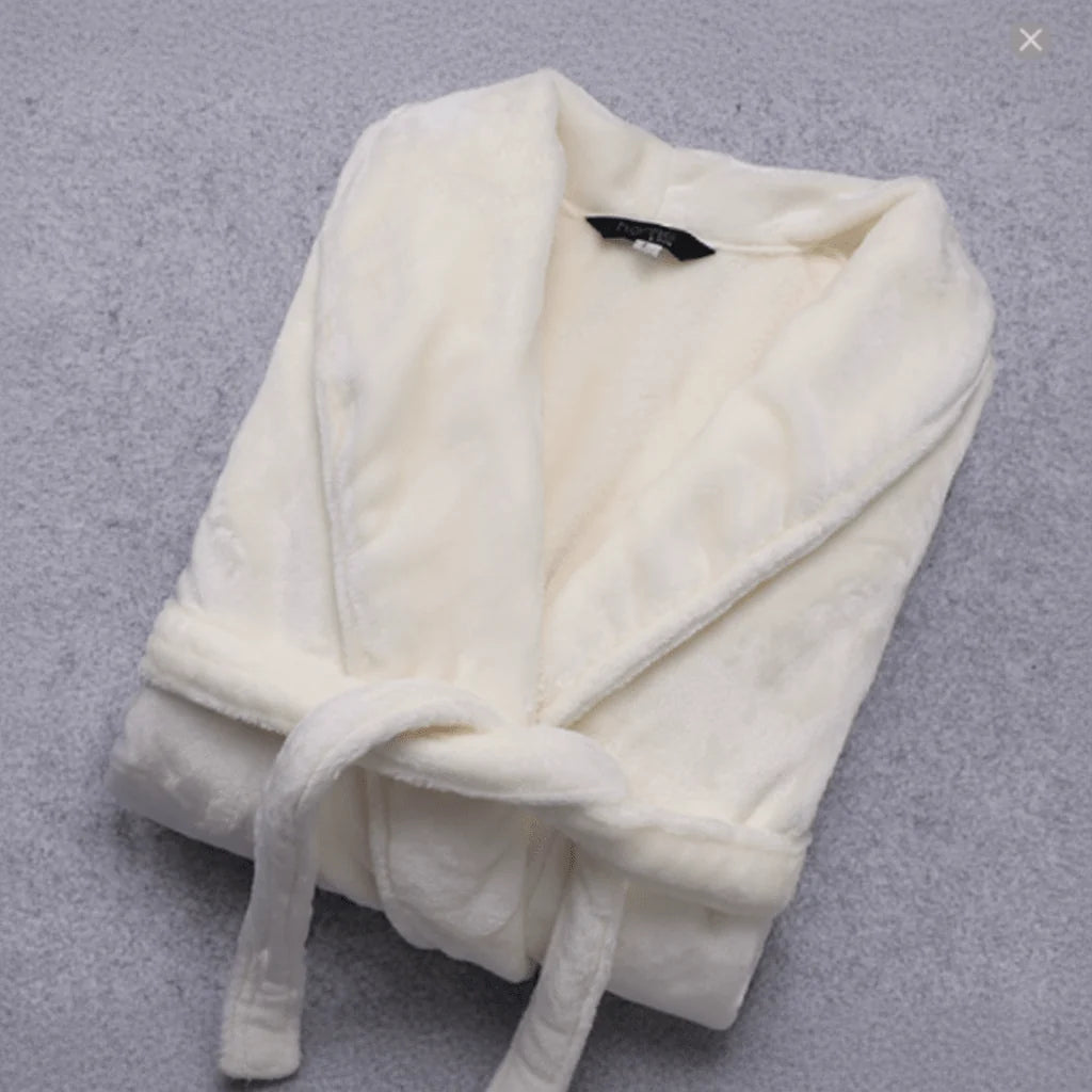 Bathrobe Coral Fleece Lightweight With Belt & Side Pockets