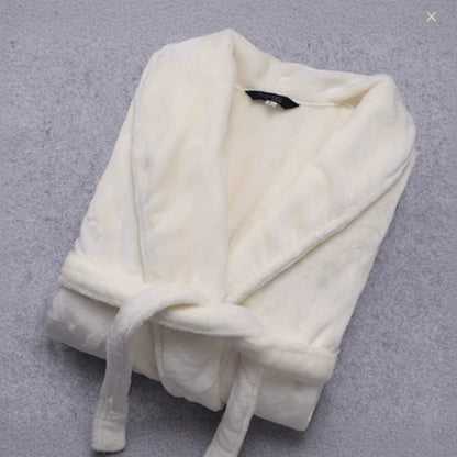 Bathrobe Coral Fleece Lightweight With Belt & Side Pockets