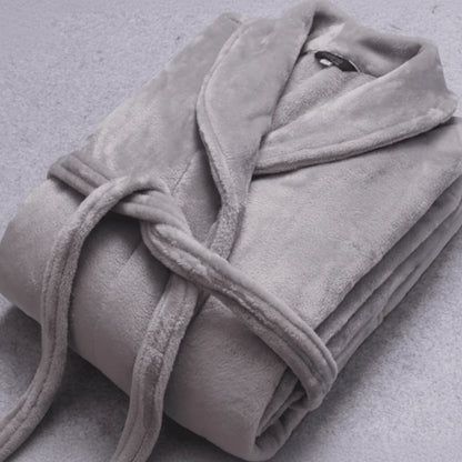 Bathrobe Coral Fleece Lightweight With Belt & Side Pockets