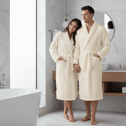 Bathrobe Coral Fleece Lightweight With Belt & Side Pockets