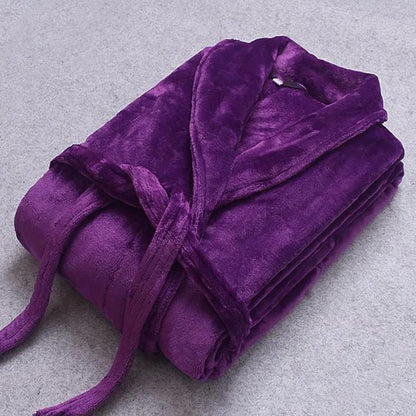 Bathrobe Coral Fleece Lightweight With Belt & Side Pockets