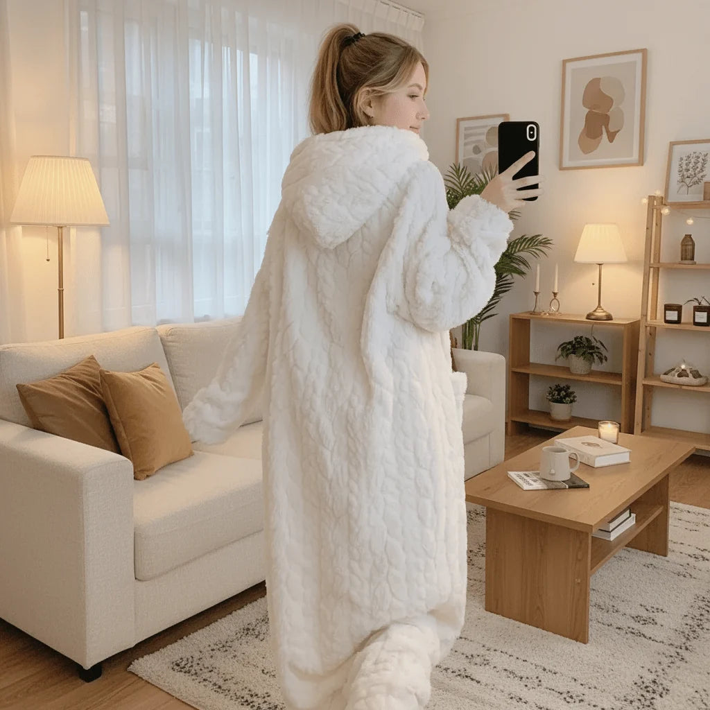 Bathrobe Hooded Soft & Warm With Pockets