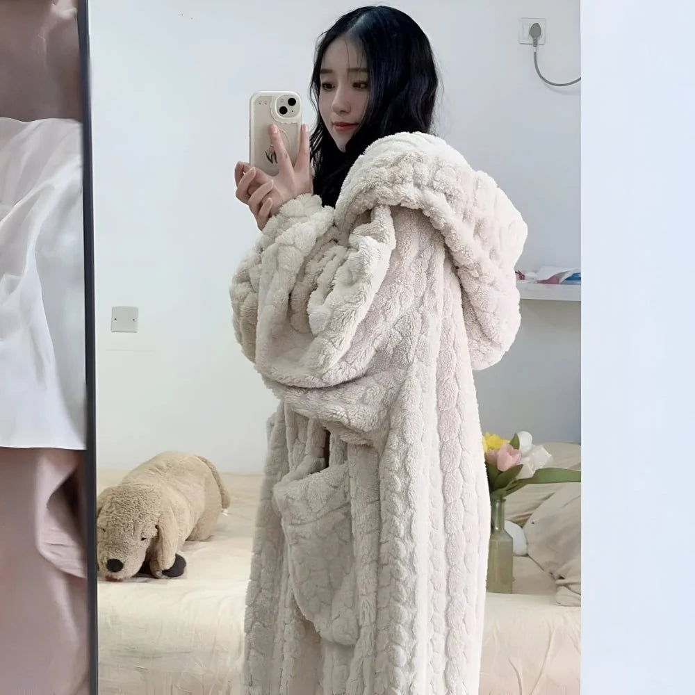 Bathrobe Hooded Soft & Warm With Pockets
