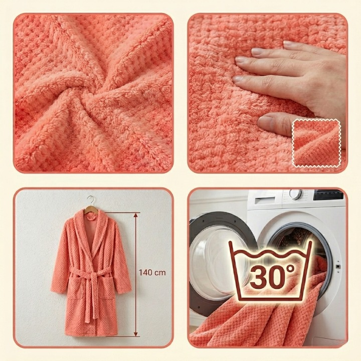 Bathrobe Plush Full-Length Shawl Collar & Tie Belt
