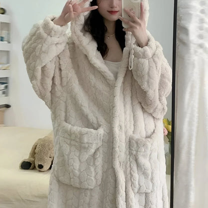 Bathrobe Soft Hooded Side Pockets