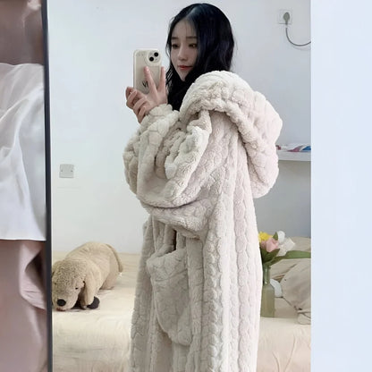 Bathrobe Soft Hooded Side Pockets