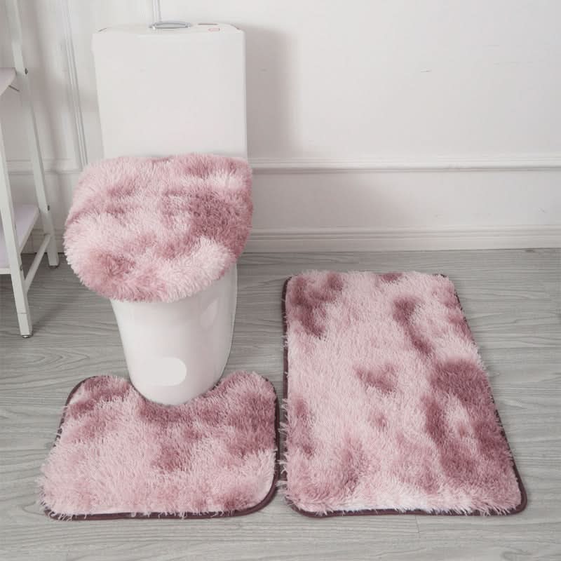 Bathroom Mat & Toilet Seat Cover Set Plush Microfiber Non-Slip Backing