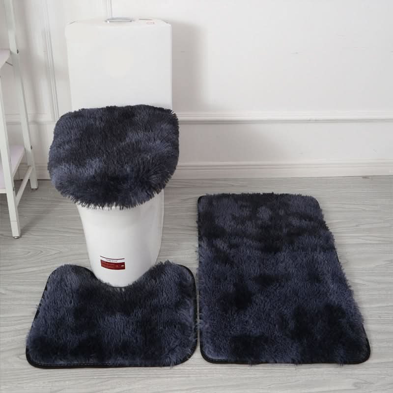 Bathroom Mat & Toilet Seat Cover Set Plush Microfiber Non-Slip Backing