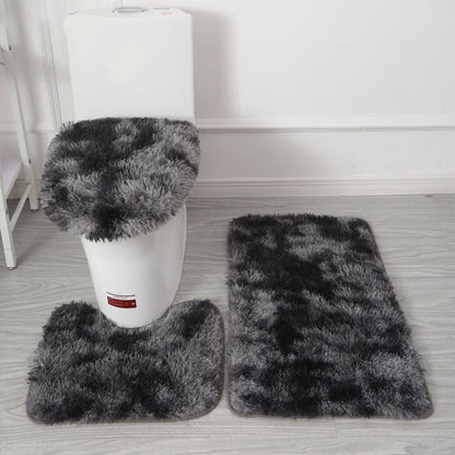 Bathroom Mat & Toilet Seat Cover Set Plush Microfiber Non-Slip Backing